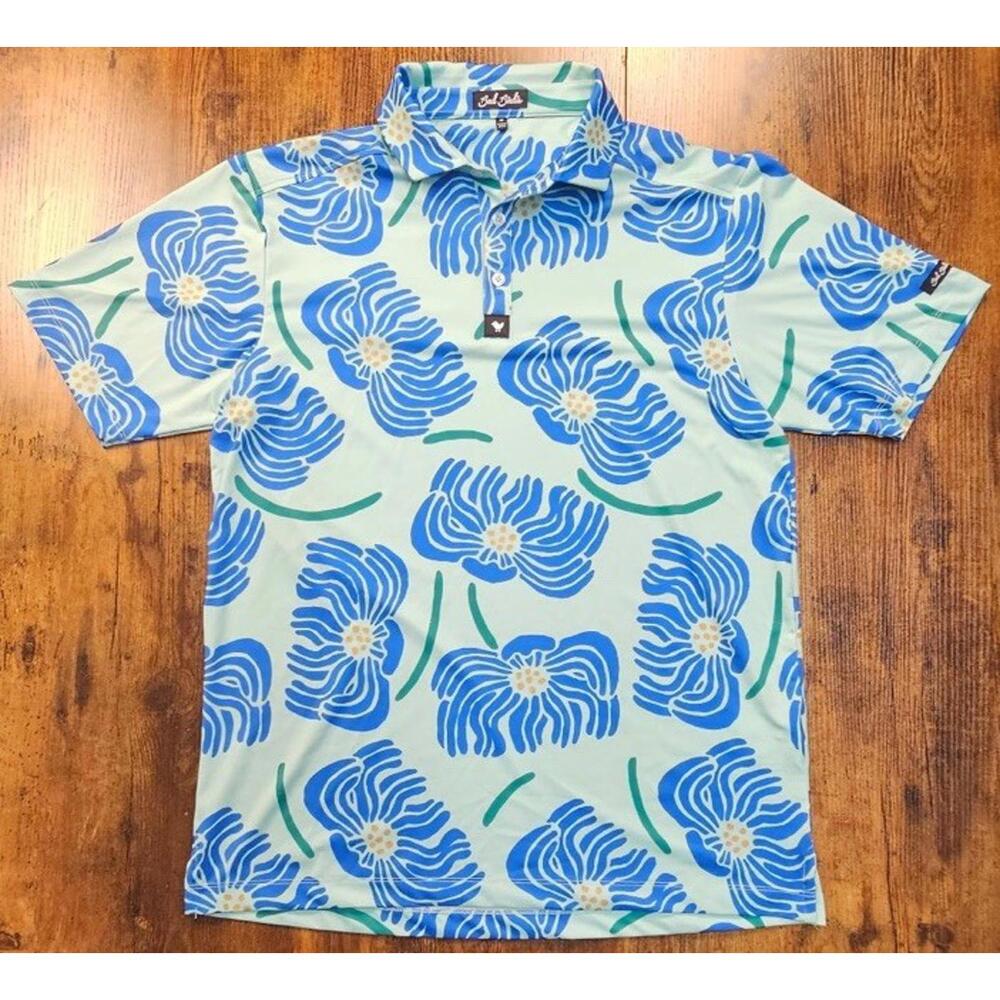 Bad Birdie Men's Size M Golf Polo Shirt Blue "Get In My Jelly" Ex Cond